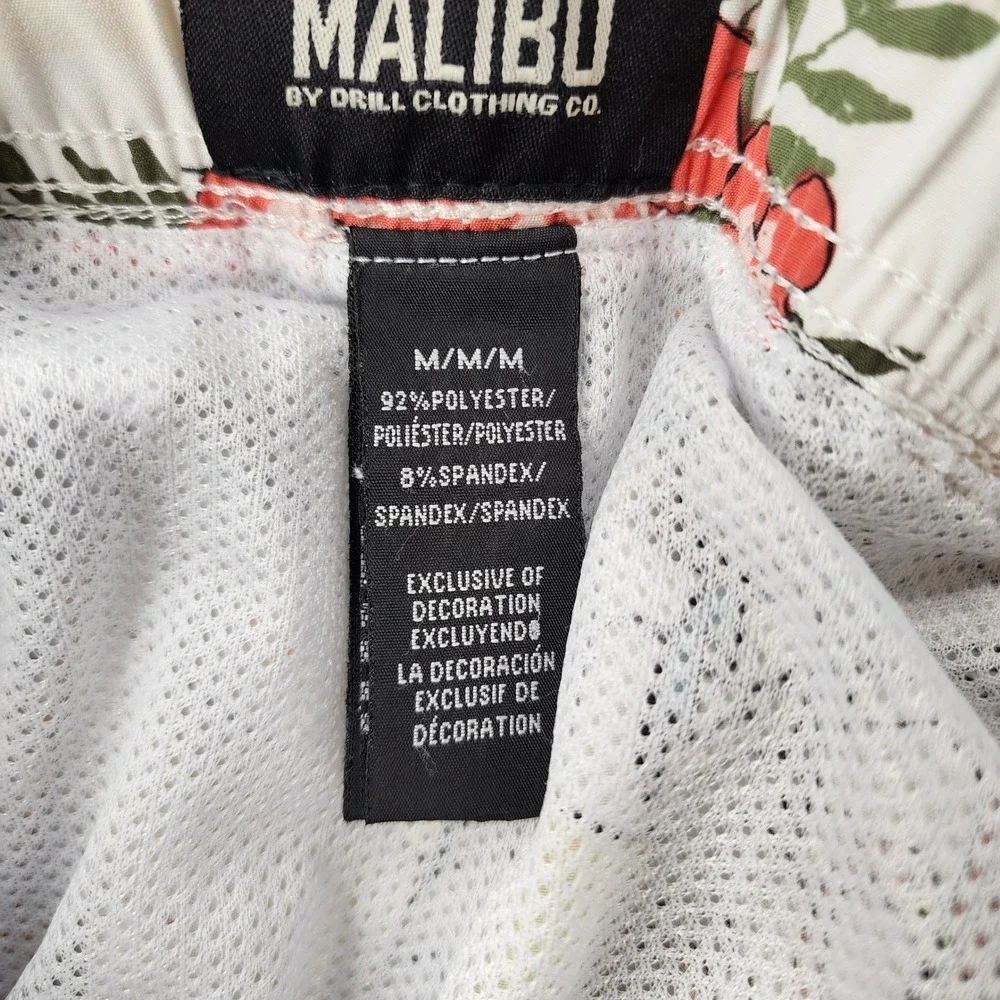 Malibu by Drill Clothing Co Mens Medium Swim Shorts Beach Postcard Print Resort